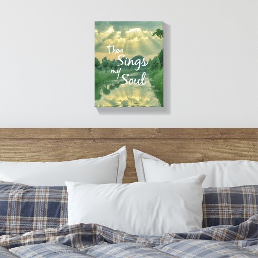 Dan zingt mijn soep met zonnebalken en reflectie canvas afdruk (Insitu (Slaapkamer))