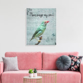 Dan zingt mijn Soul Green Finch Canvas Afdruk (Insitu (Woonkamer))