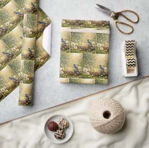 Dan Zingt Mijn Ziel met Blauwe Vogel Cadeaupapier