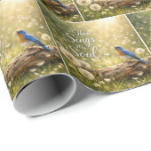 Dan Zingt Mijn Ziel met Blauwe Vogel Cadeaupapier (Rol Hoek)