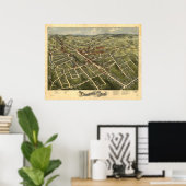 Danbury Connecticut 1885 Antiek Panoramische Kaart Poster (Thuiskantoor)
