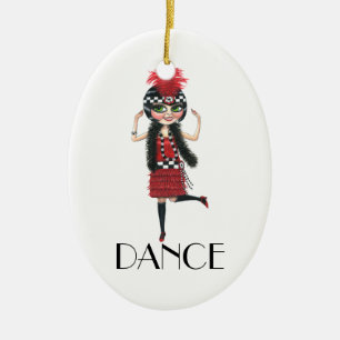 Dance 1920s Costume Big Eye Flapper Girl Keramisch Ornament
