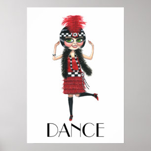 Dance 1920s Costume Big Eye Flapper Girl Poster