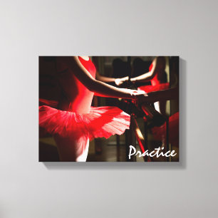 Dance Art, Ballet, Practice, Red, Black Canvas Afdruk