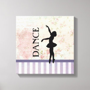 Dance - Ballerina Silhouette achtergrond Canvas Afdruk