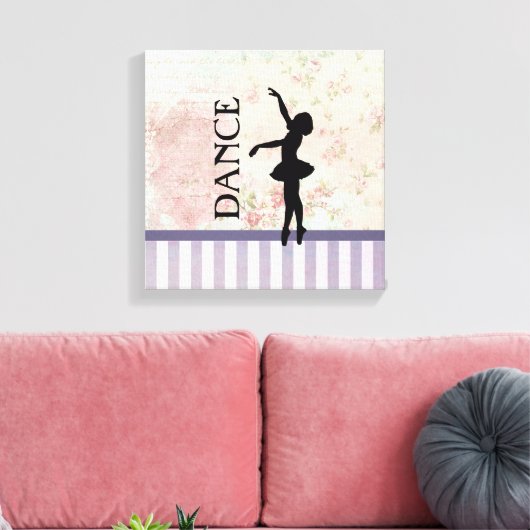 Dance - Ballerina Silhouette  achtergrond Canvas Afdruk (Insitu (Woonkamer))