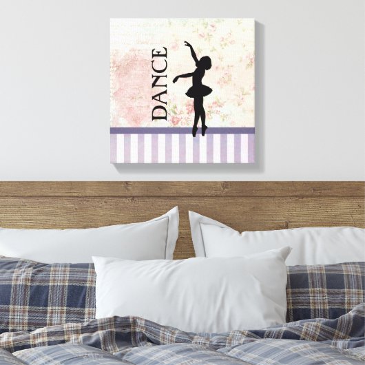 Dance - Ballerina Silhouette  achtergrond Canvas Afdruk (Insitu (Slaapkamer))