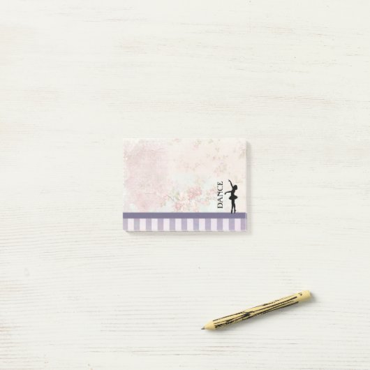 Dance - Ballerina Silhouette over achtergrond Post-it® Notes (Op bureau)