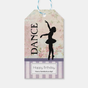 Dance - Ballerina Silhouette Vintage Birthday Cadeaulabel