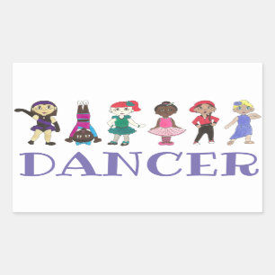 DANCE Ballet Tap Jazz Acro Hip Hop Lyrical Dancers Rechthoekige Sticker