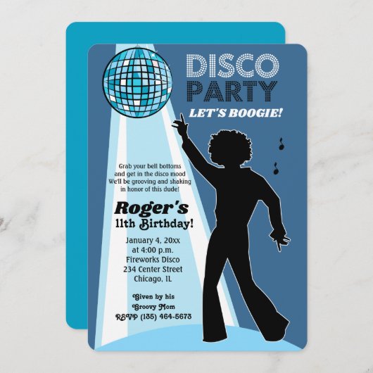 Dance Birthday Invitations van Disco Party 70 Kaart (Voorkant / Achterkant)