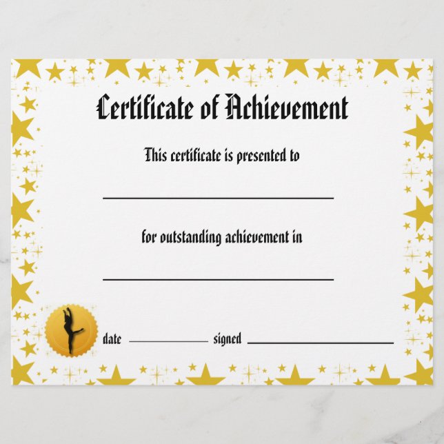 Dance Certificate of Achievement - Stars Lyrical (Voorkant)
