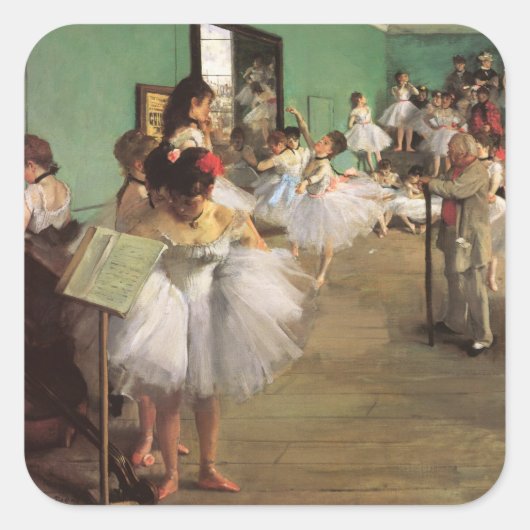 Dance Class by Degas, Impressionisme Ballet Vierkante Sticker (Voorkant)