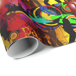 Dance Club Neon Feestachtergrond met dansers Cadeaupapier