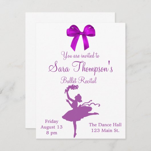 Dance Considérant Invitation (Devant / Derrière)