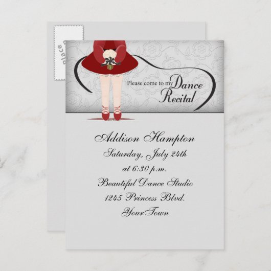 Dance Considérant Postcard Invitation (Devant / Derrière)