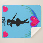 Dance deken met ballerina en roze harten, (Voorkant (horizontaal))