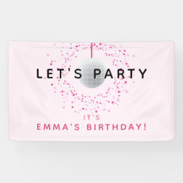 Dance Disco Ball Party Custom Roze Zwart Party Spandoek