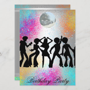 Dance Disco Surprise Birthday Party Invitation Kaart