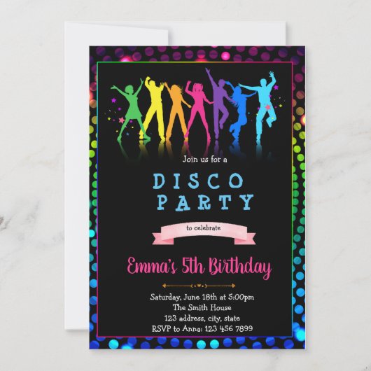 Dance disco verjaardagsfeestje uitnodiging (Voorkant)