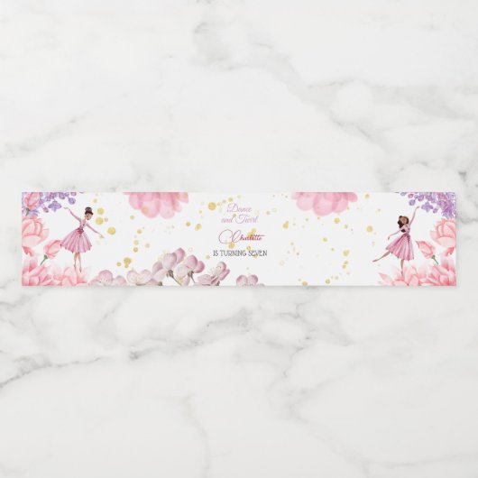 Dance en twirl ballerina waterfles etiket (Enkel label)
