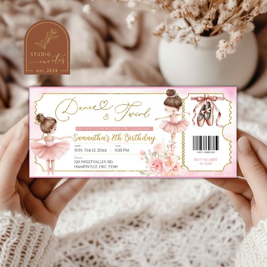 Dance et Twirl Ballerina Party Invitation de bille