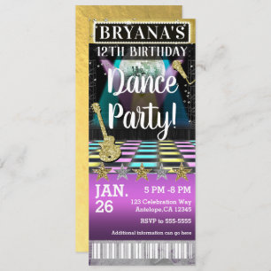 Dance Floor & Disco Ball Birthday Party Ticket Kaart