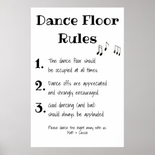 Dance Floor Rules Wedding Decor Sign Poster