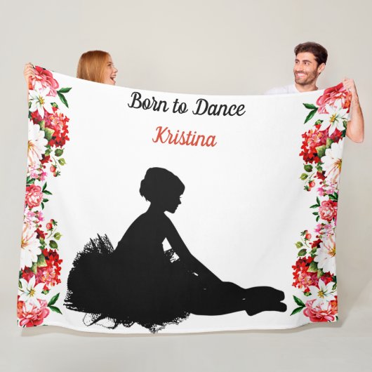 Dance Floral "Born to Dance", gepersonaliseerd Fleece Deken (In situ)