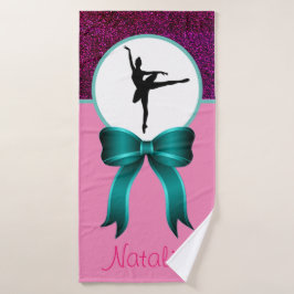Dance Glitter en Bow Girls gepersonaliseerd Badhanddoek