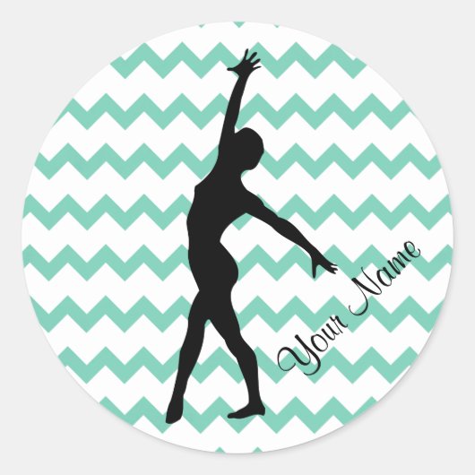 Dance Gymnastics Aangepaste naam Chevron Ronde Sticker (Voorkant)