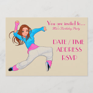 Dance hip hop girl verjaardagsfeestje kaart