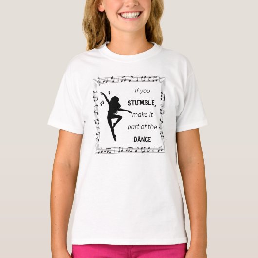 Dance inspirerend quote musical notes zwart t-shirt (Voorkant)