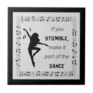 Dance inspirerend quote musical notes zwart tegeltje