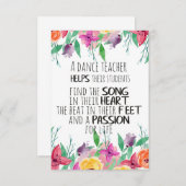Dance leraar decor Ballet Coach appreciation Gift Bedankkaart (Voorkant / Achterkant)