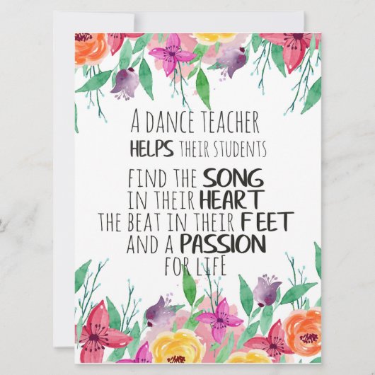 Dance leraar decor Ballet Coach appreciation Gift Kaart (Voorkant)