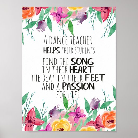 Dance leraar decor Ballet Coach appreciation Gift Poster (Voorkant)