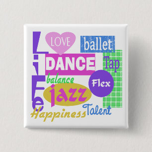 Dance Mix Vierkante Button 5,1 Cm
