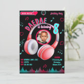 Dance Music Birthday Party Invitation Version Kaart (Staand voorkant)