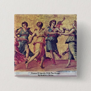 Dance of Apollo met de muizen van Romano Giulio Vierkante Button 5,1 Cm