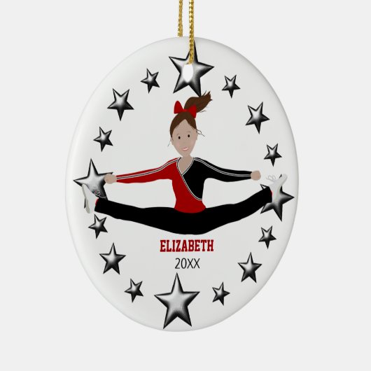 Dance of Cheer Brunette Red en Black Keramisch Ornament (Rechts)