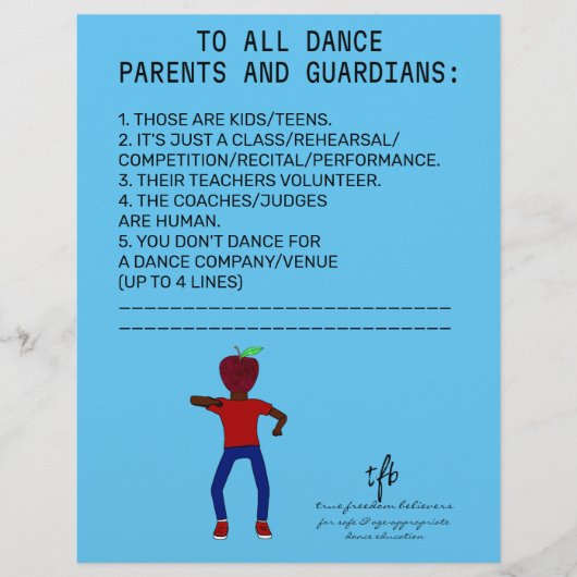 Dance Parent Herinder Apple Sky Blue Flyer (Voorkant)