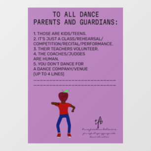 Dance Parent Reminder Apple Lavender Raamsticker