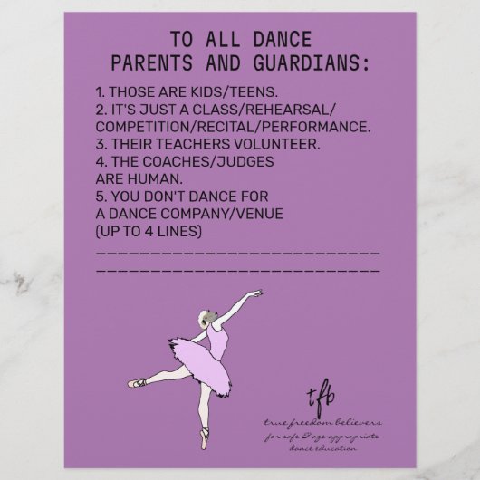 Dance Parent Reminder Sheep Lavender Flyer (Voorkant)