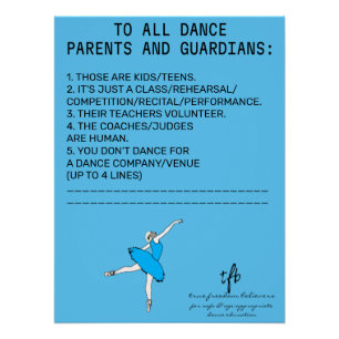 Dance Parent Reminder Sheep Sky Blue Perfect Poster