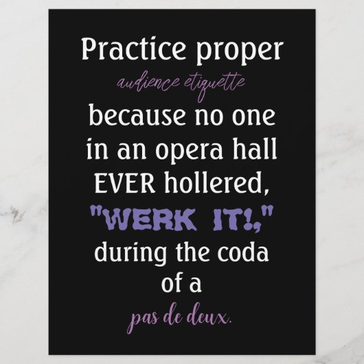 Dance Parents Audience Etiquette Lavender Flyer (Voorkant)