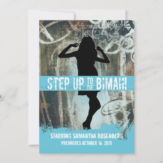 Dance Party Bat Mitzvah Invitation in Sky (Devant)