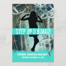 Dance Party Bat Mitzvah Invitation in Turquoise