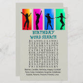 Dance party Birthday Word Search Game (Voorkant / Achterkant)