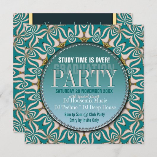 Dance Party Heure Graduation Invitations (Devant / Derrière)